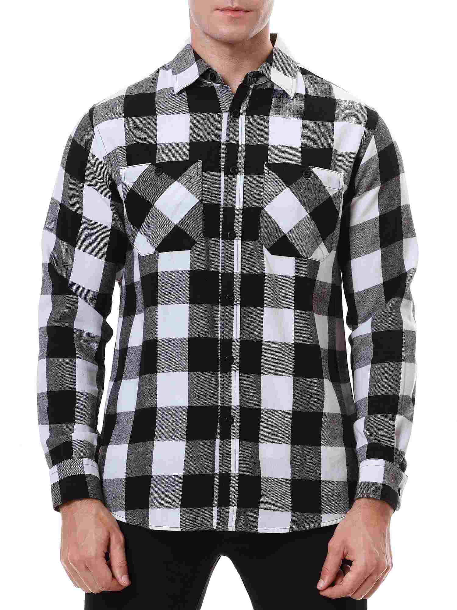 Demotime Men's Flannel Plaid Casual Button Down Shirt