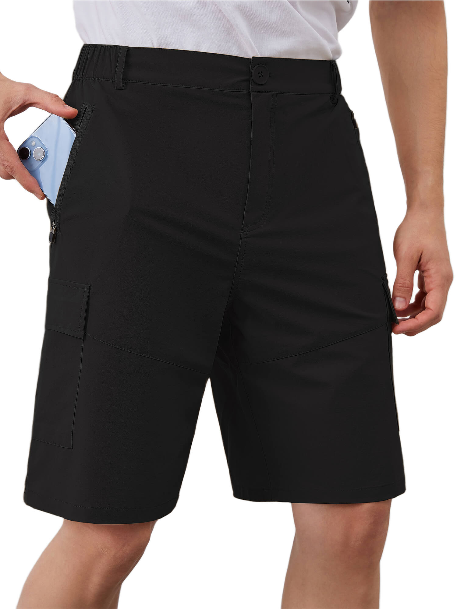 Demotime Mens Hiking Cargo Shorts with 5 Zipper Pockets Quick-Dry Lightweight Golf Casual Shorts