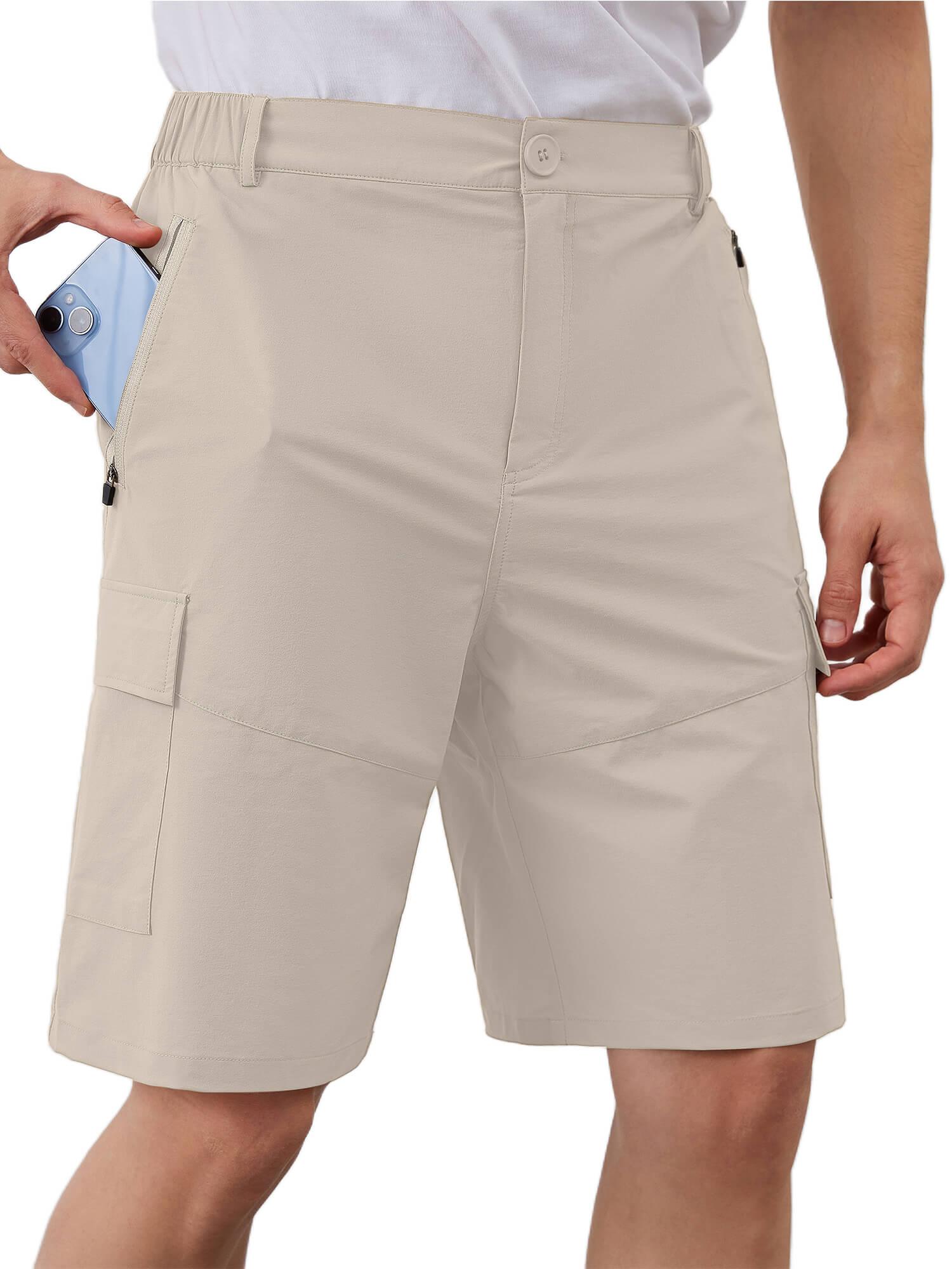 Demotime Mens Hiking Cargo Shorts with 5 Zipper Pockets Quick-Dry Lightweight Golf Casual Shorts