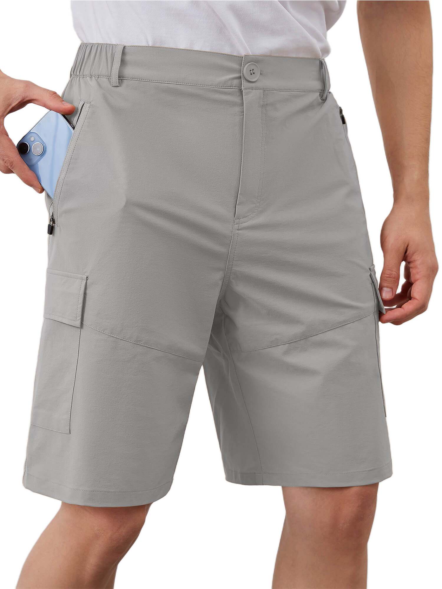 Demotime Mens Hiking Cargo Shorts with 5 Zipper Pockets Quick-Dry Lightweight Golf Casual Shorts