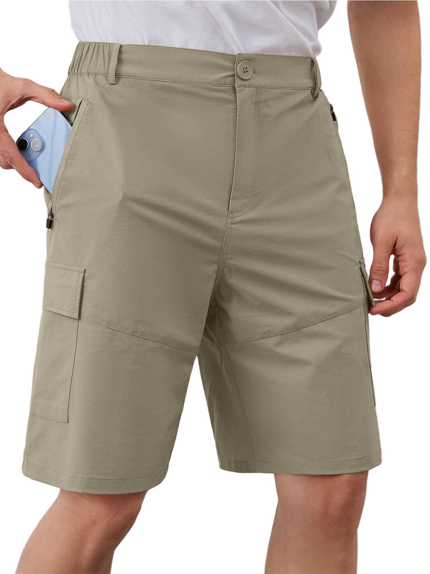 Demotime Mens Hiking Cargo Shorts with 5 Zipper Pockets Quick-Dry Lightweight Golf Casual Shorts